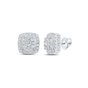 14kt White Gold Square Diamond Earrings - Captivating Brilliance
