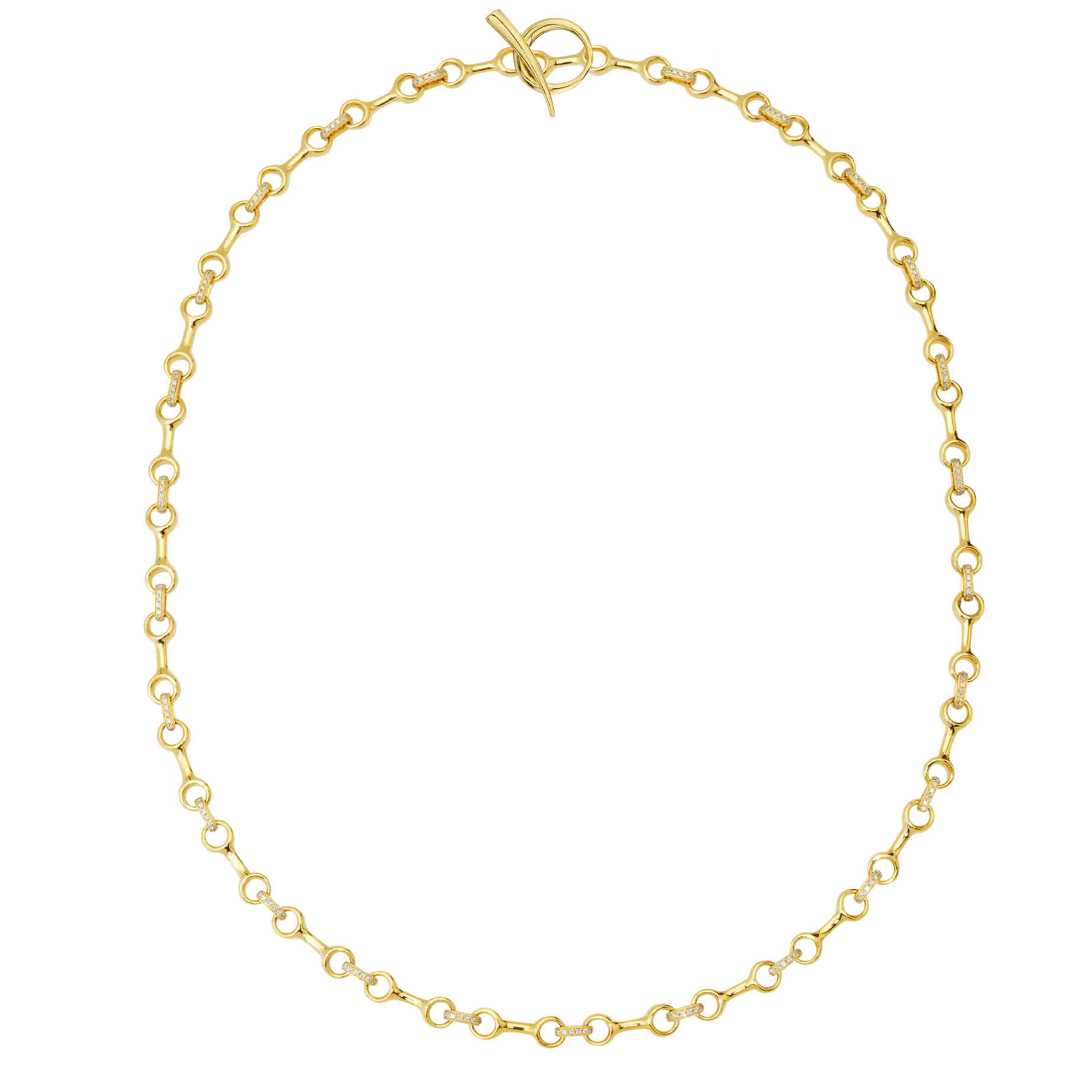 15 MM Double Beam Connector Necklace with Pave Diamonds