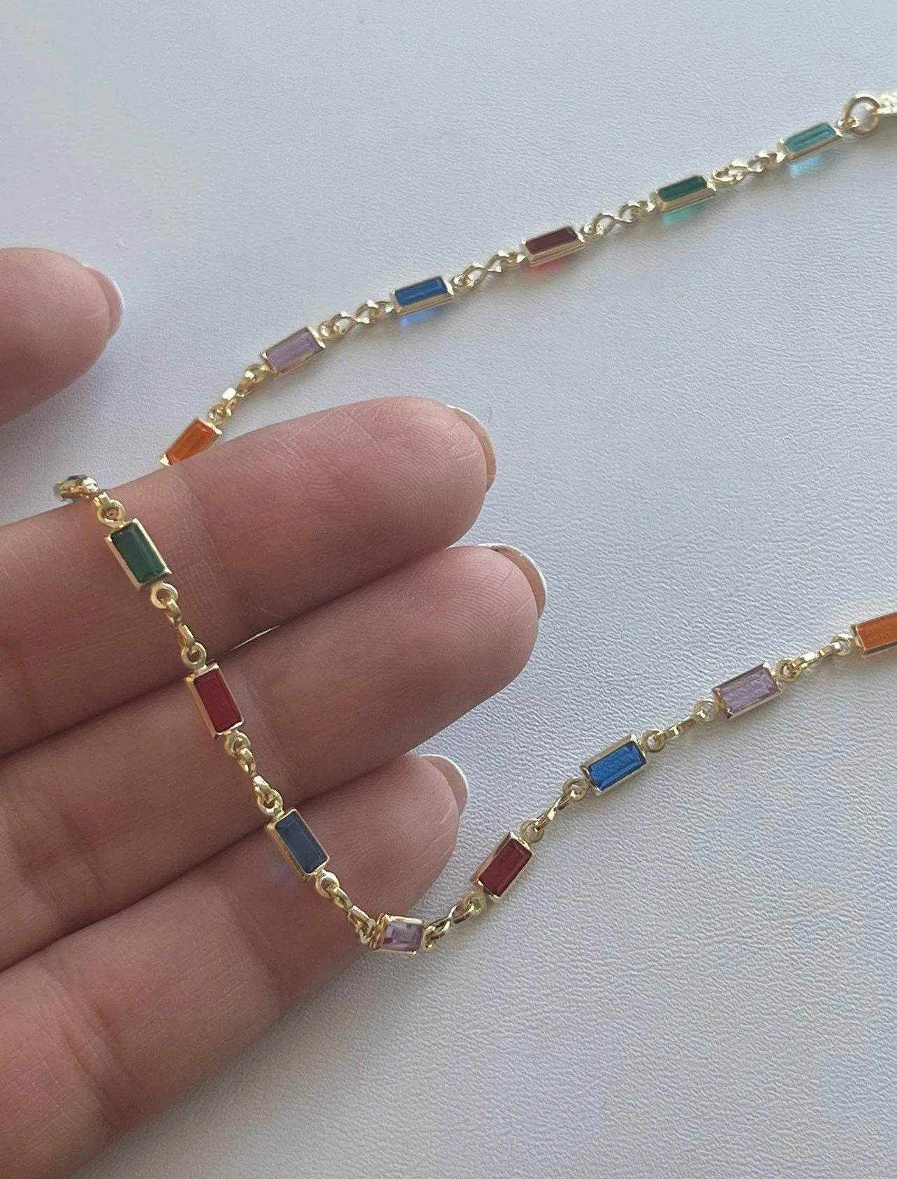 18 k Gold Filled Gemstone Chain Anklet