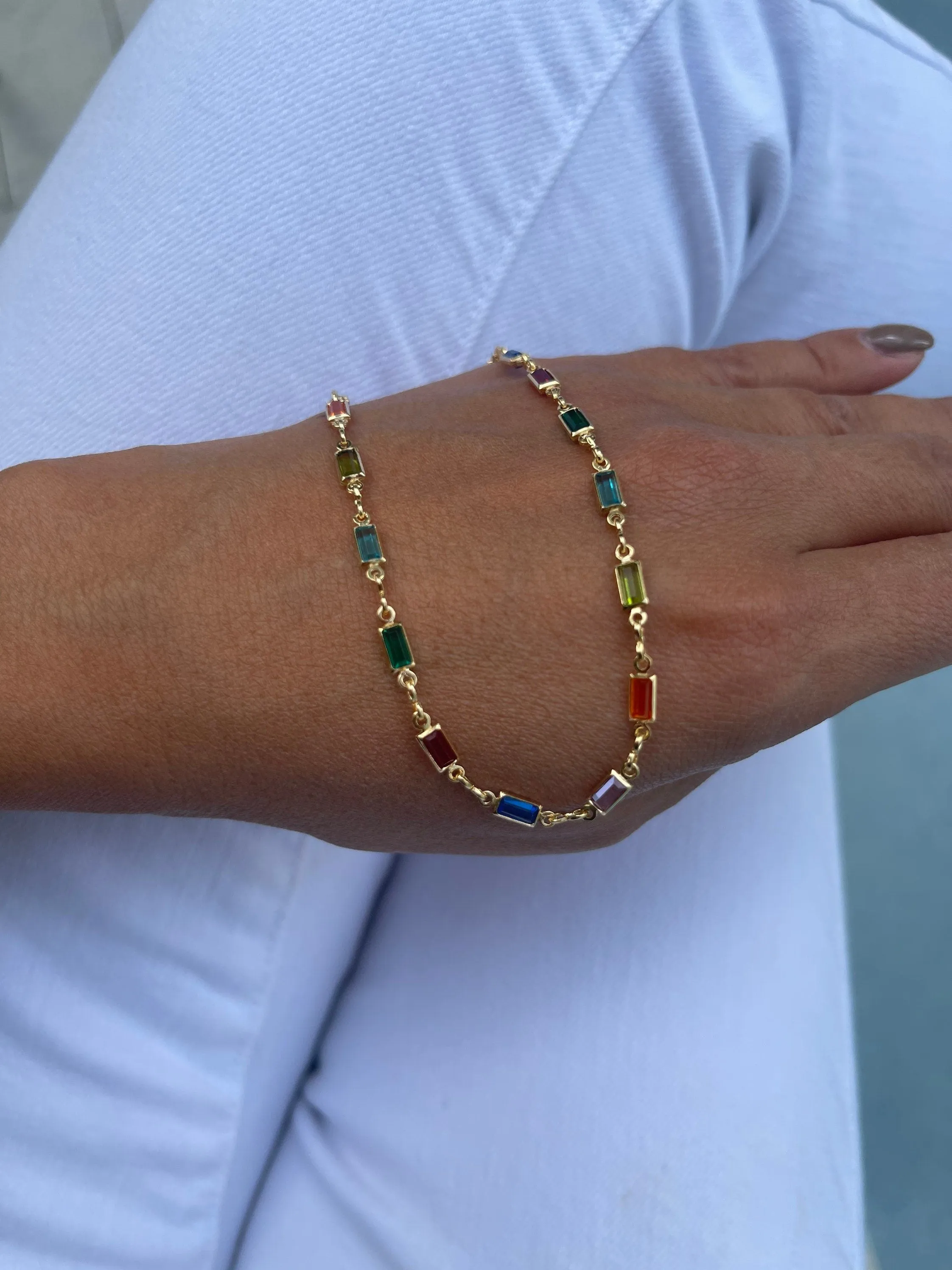 18 k Gold Filled Gemstone Chain Anklet