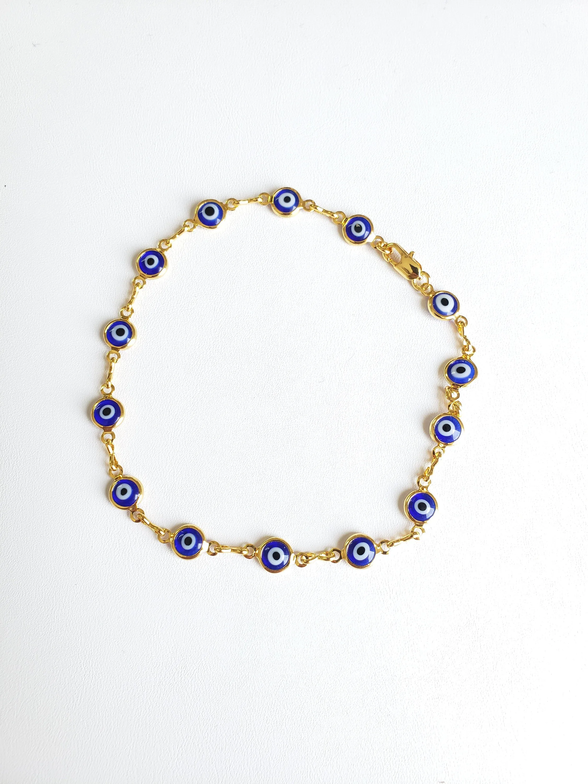 18k Gold Anklet, Anklet With Chain, Eye  Anklet, Gold Anklet Bracelet,  Gold Anklet, Anklets For Women, Blue Eye , Eye Bracelet, mal de ojo