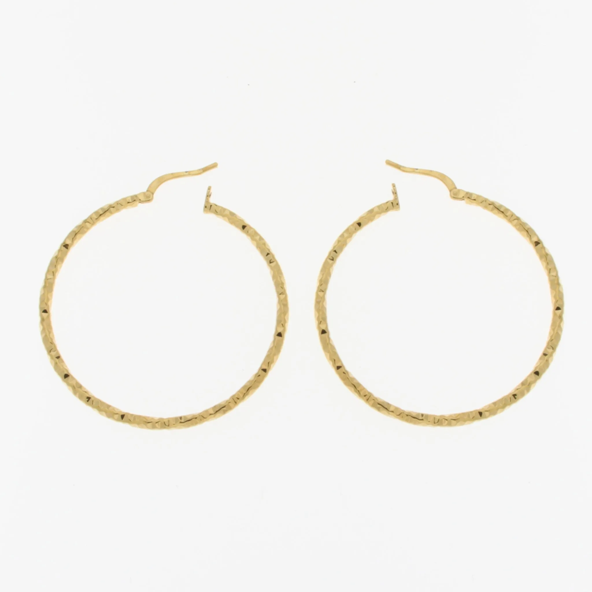 18K Gold Plated  Large 50mm Diamond Cut  Hoop Earrings