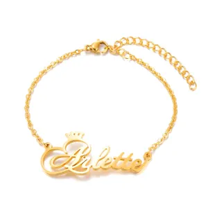 18k Gold Plated Personalized Anklet Bracelet With Crown