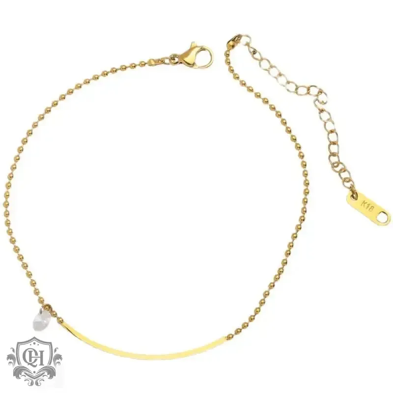 18K Gold Simple Inlaid Zircon Anklet