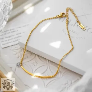 18K Gold Simple Inlaid Zircon Anklet