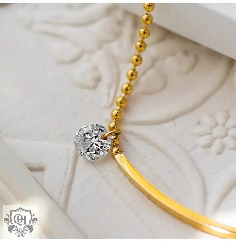 18K Gold Simple Inlaid Zircon Anklet