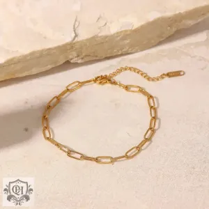 18K Gold Simple Style Paperclip Chain Anklet
