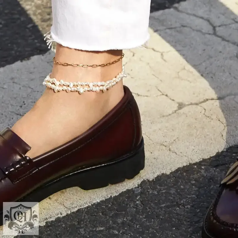 18K Gold Simple Style Paperclip Chain Anklet