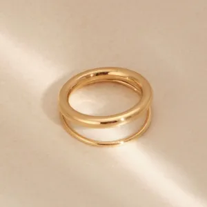 18K Gold Stackable Ring, Band Ring, Water and Tarnish Resistant Ring, Stainless Titanium Ring Double Band ring, Gold band ring, Dainty ring
