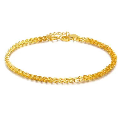 18k Pure Gold Women Bracelet Yellow Rose Girl Genuine Real Solid 750 Gift Female Bangle Upscale Hot Sale 2017 New Party Trendy