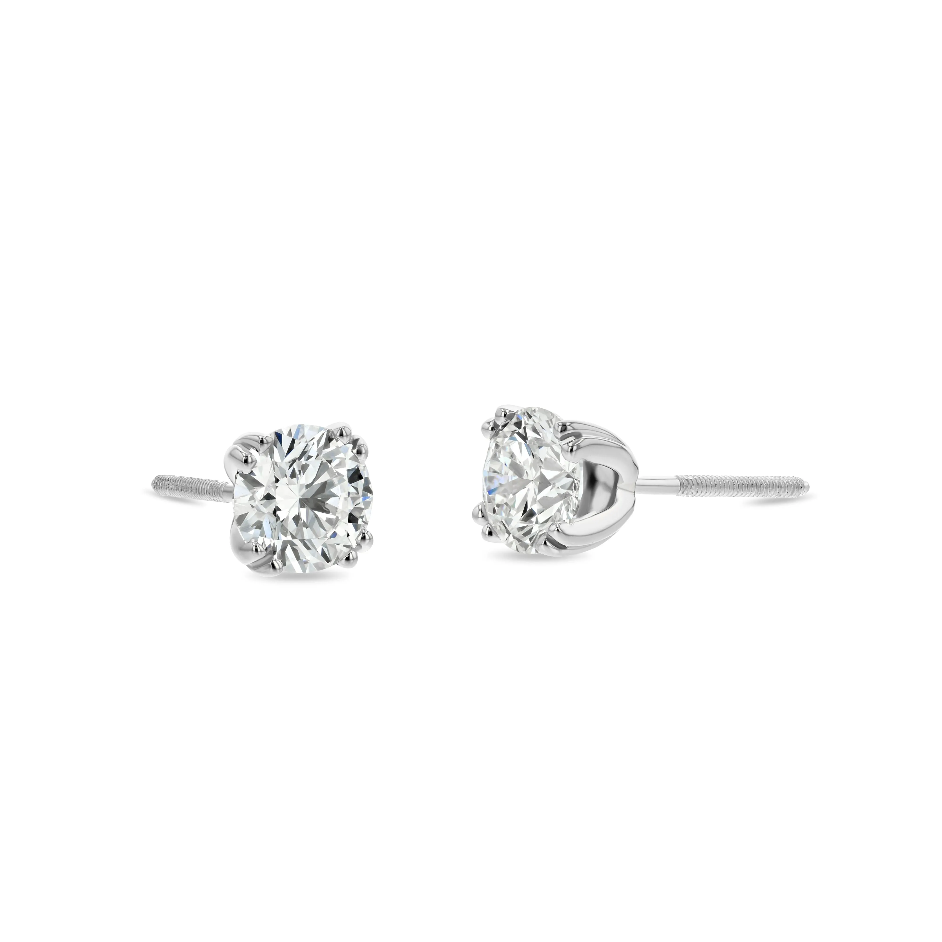 18k White Gold 8-prong Round Brilliant Diamond Stud Earrings (1 Ct. T.w., Si1-si2 Clarity, H-i Color)