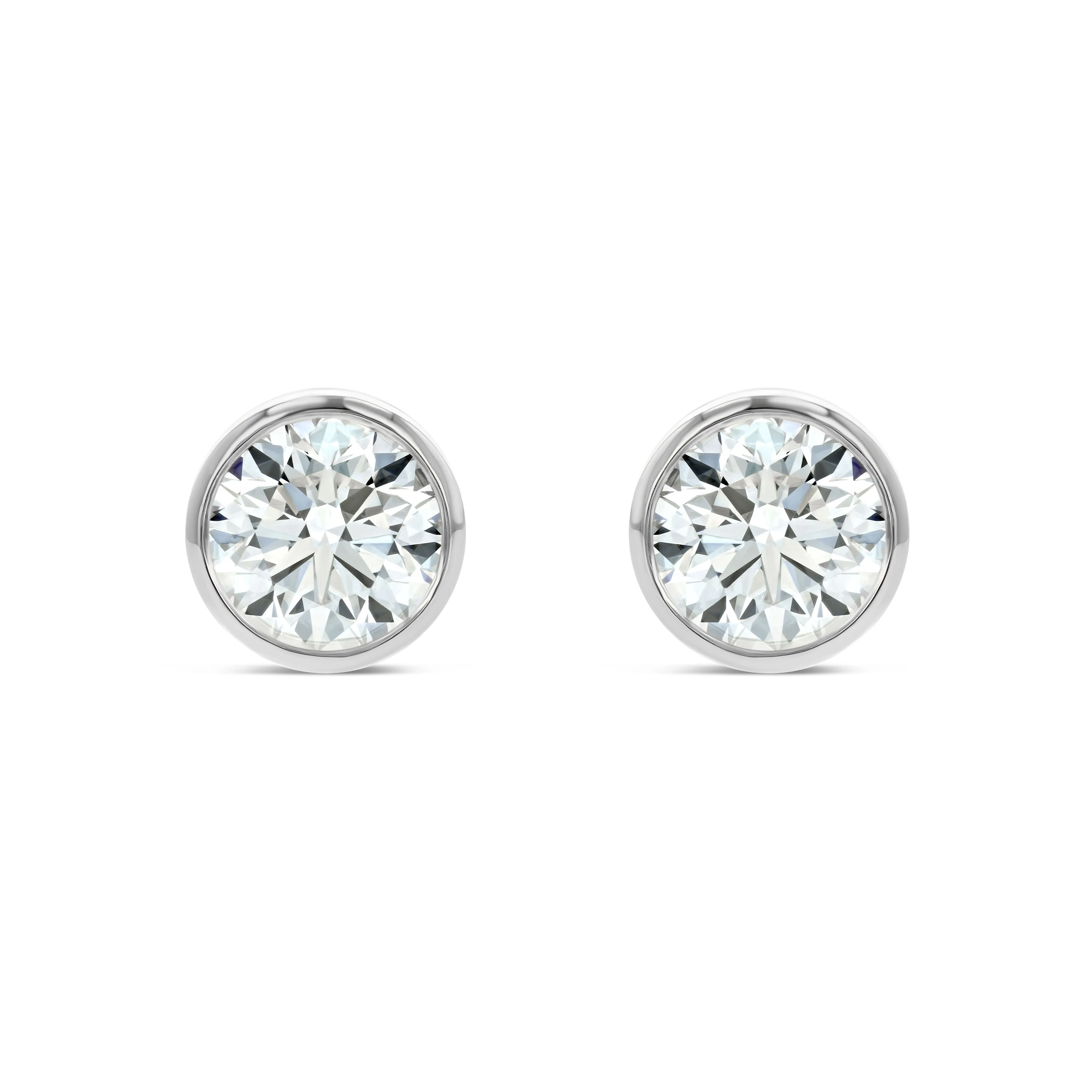 18k White Gold Bezel Set Round Brilliant Diamond Stud Earrings (0.32 Ct. T.w., Si1-si2 Clarity, H-i Color)