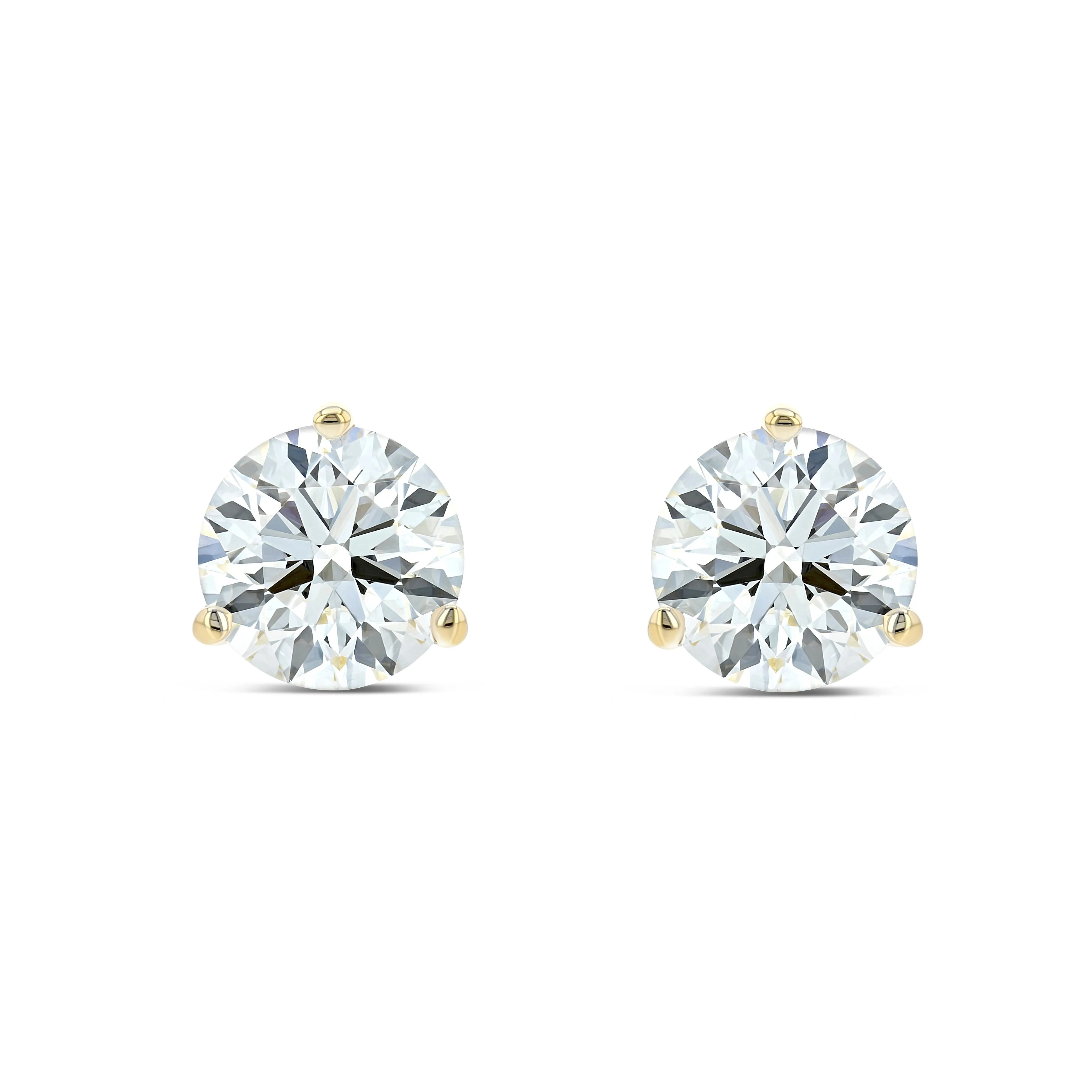 18k Yellow Gold 3-prong Round Brilliant Diamond Stud Earrings (0.32 Ct. T.w., Vs1-vs2 Clarity, H-i Color)