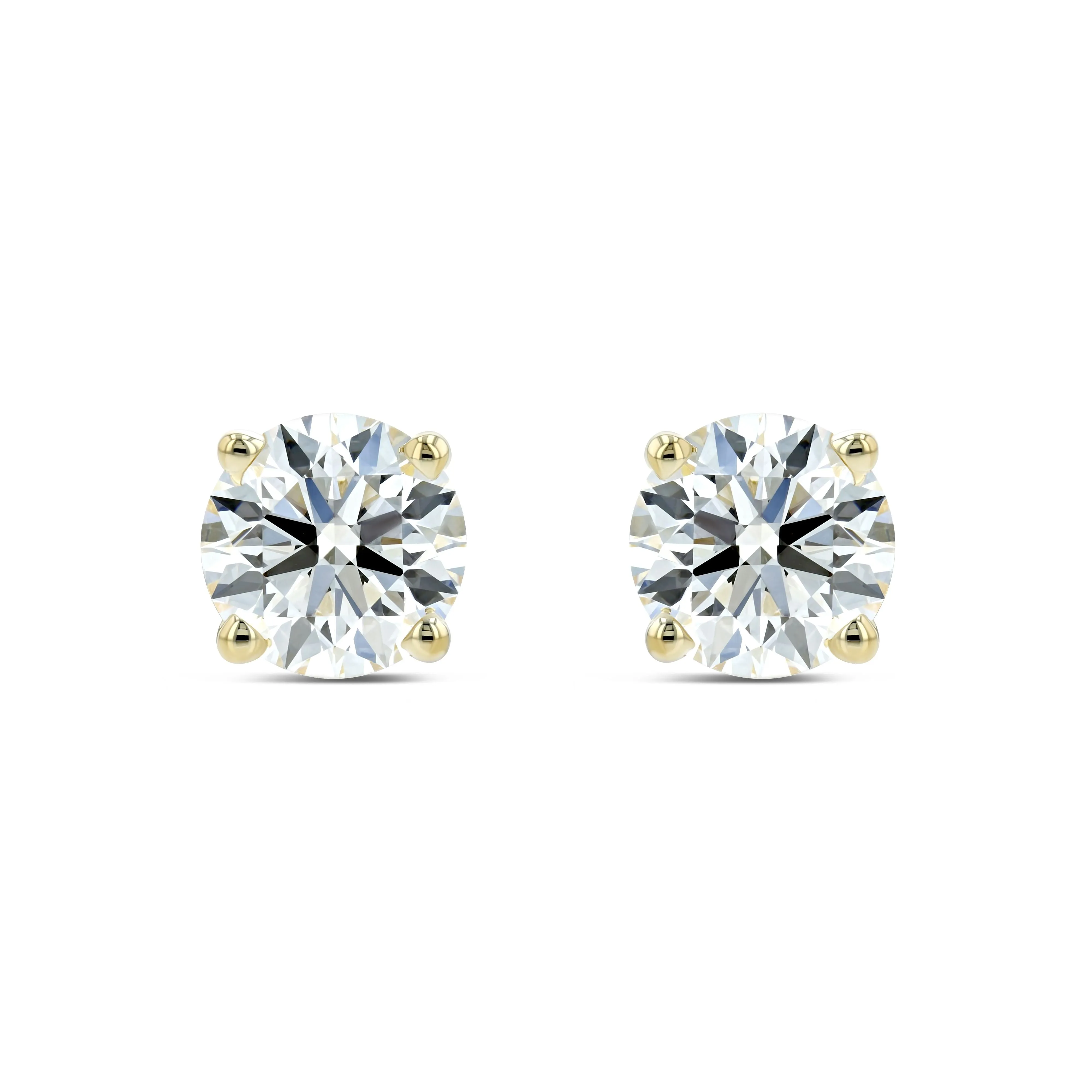 18k Yellow Gold 4-prong Round Brilliant Diamond Stud Earrings (0.75 Ct. T.w., Si1-si2 Clarity, H-i Color)