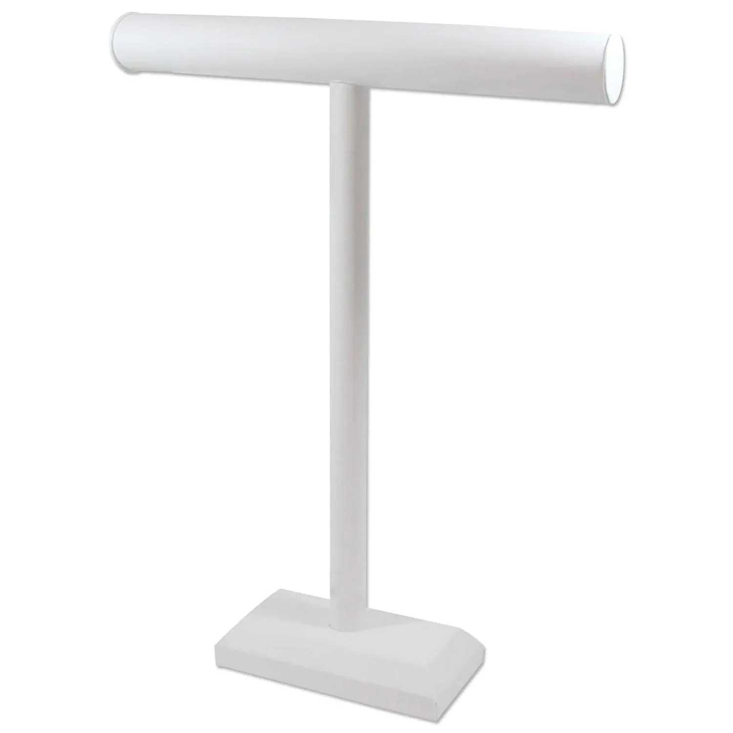 18"H White Leatherette Single Round T-Bar Jewelry Display