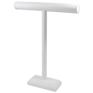 18"H White Leatherette Single Round T-Bar Jewelry Display