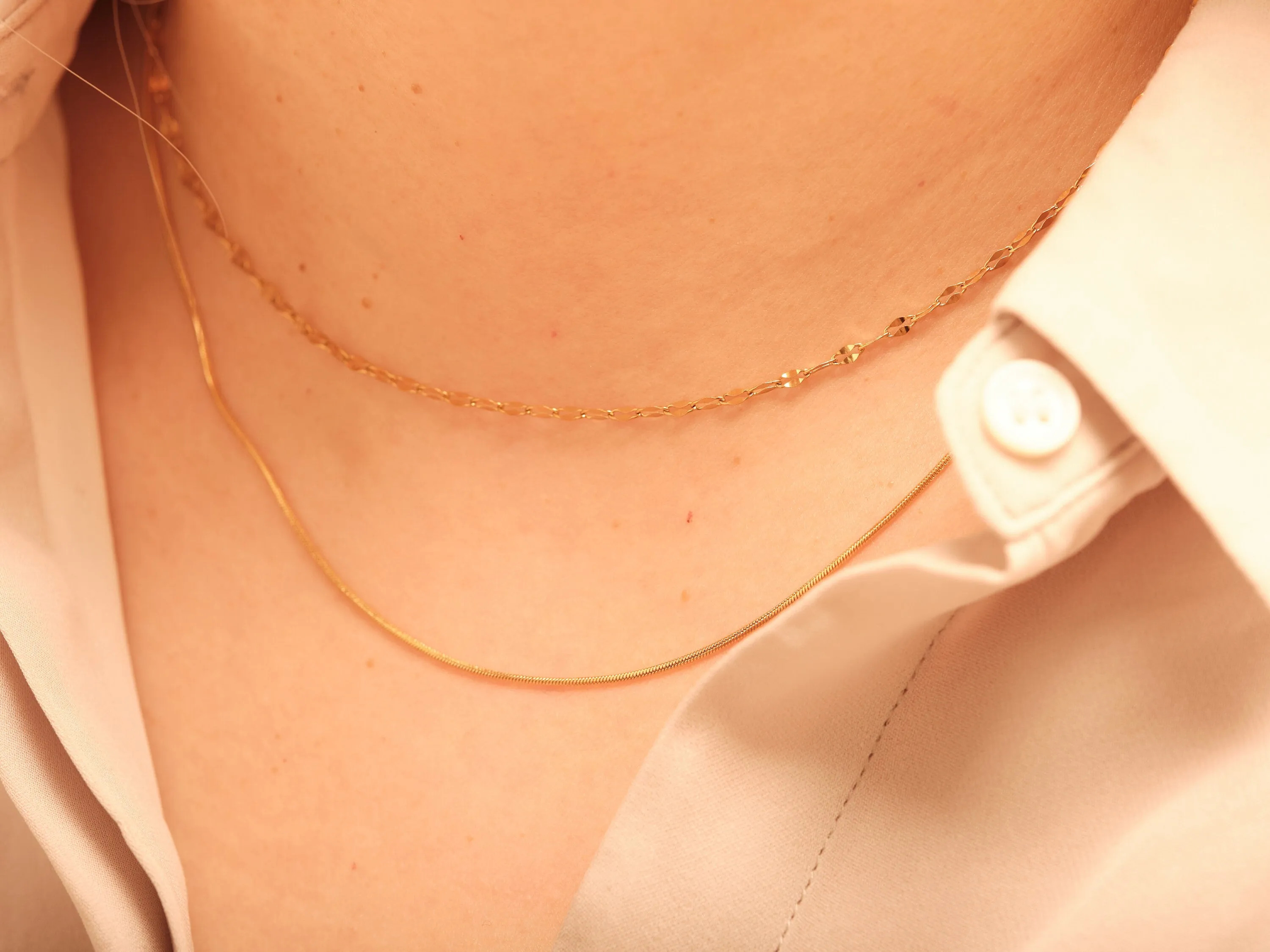 2 layers necklace Double Layered choker Gold Double necklace Lace chain choker snake chain necklace omega chain choker Sequin chain Necklace