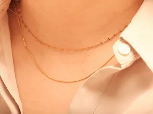 2 layers necklace Double Layered choker Gold Double necklace Lace chain choker snake chain necklace omega chain choker Sequin chain Necklace