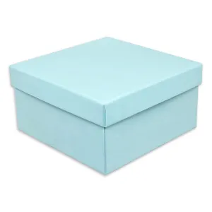 3 3/4" x 3 3/4" x 2" Light Pearl Teal Cotton Filled Paper Box
