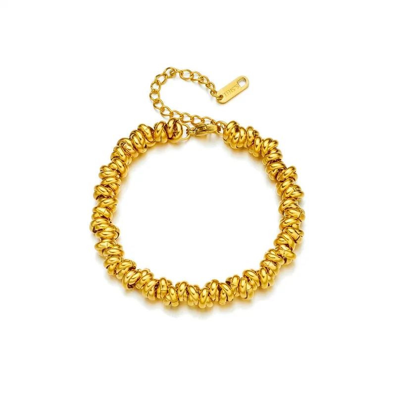 316L Stainless Steel Gold Color Annularity Bracelet For Women