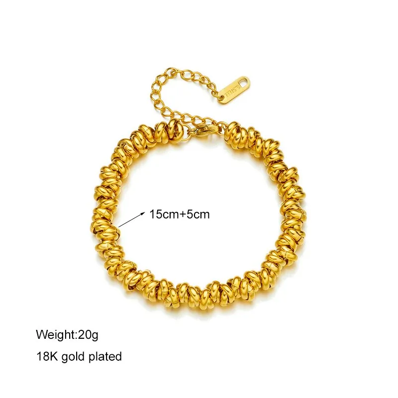 316L Stainless Steel Gold Color Annularity Bracelet For Women