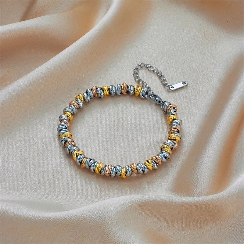 316L Stainless Steel Gold Color Annularity Bracelet For Women