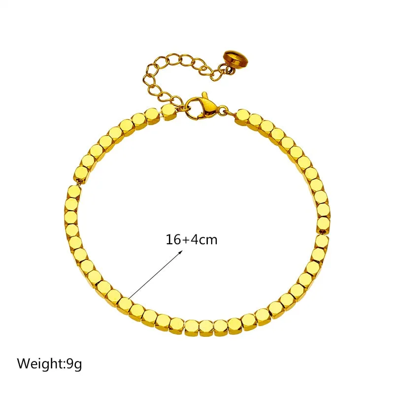 316L Stainless Steel Gold Color Cube Chain Bracelet For Women