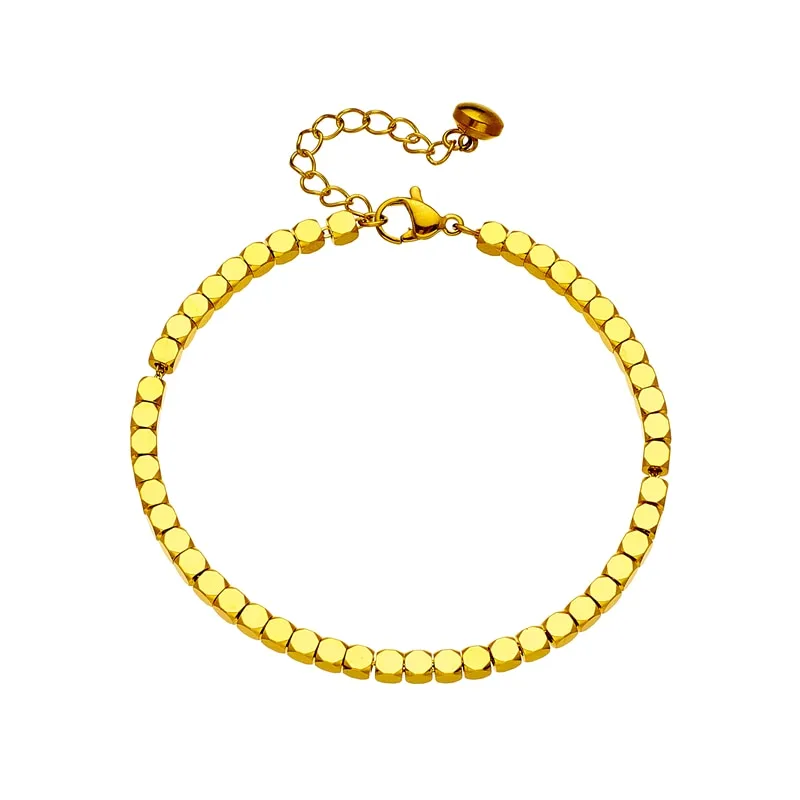 316L Stainless Steel Gold Color Cube Chain Bracelet For Women