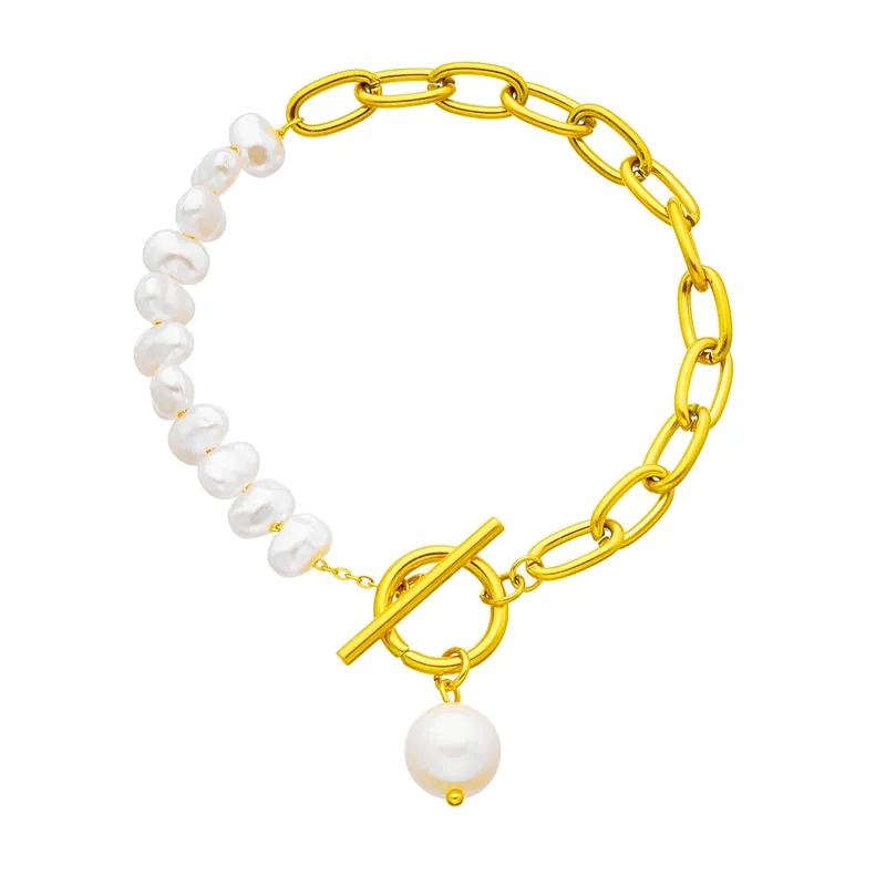 316L Stainless Steel Pearl Charm Bracelet For Women