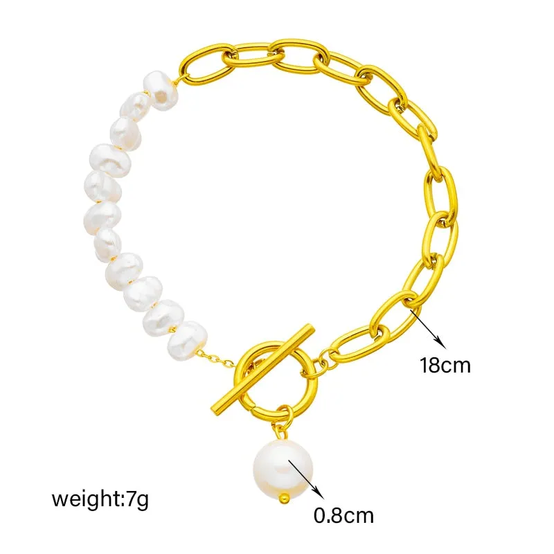 316L Stainless Steel Pearl Charm Bracelet For Women