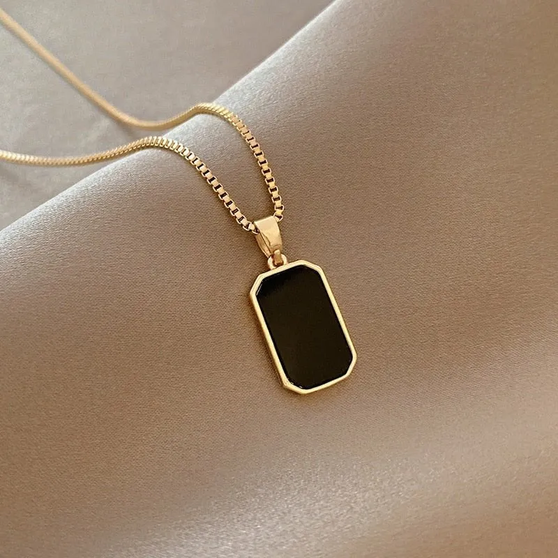 316L Stainless Steel | Rectangle Pendant | Womens Jewelry Necklaces