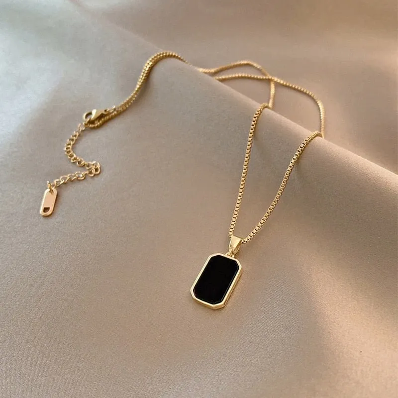 316L Stainless Steel | Rectangle Pendant | Womens Jewelry Necklaces