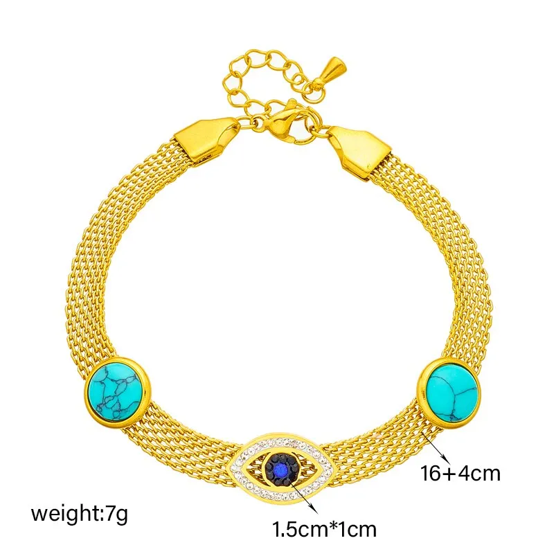 316L Stainless Steel Retro Eyes Green Stone Bangle Bracelet For Women