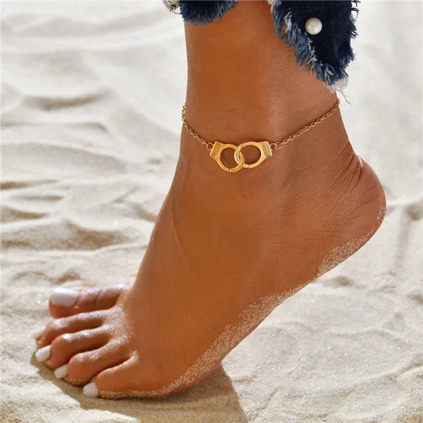 3pcs/set Gold Color Simple Chain Anklets For Women