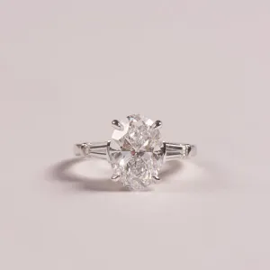 4.53ct Ophelia | Oval Cut Engagement Ring with Tapered Baguettes