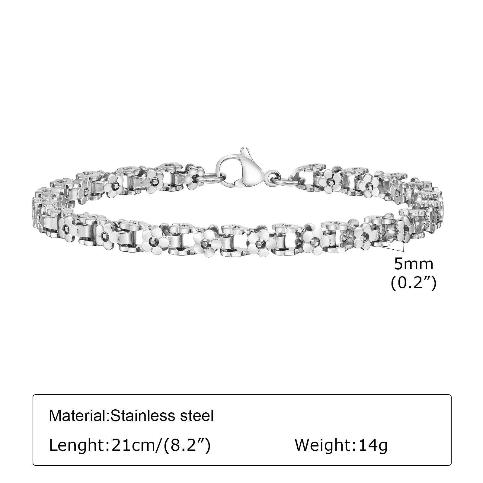 5mm Flower Chain Bracelets for Men Boys