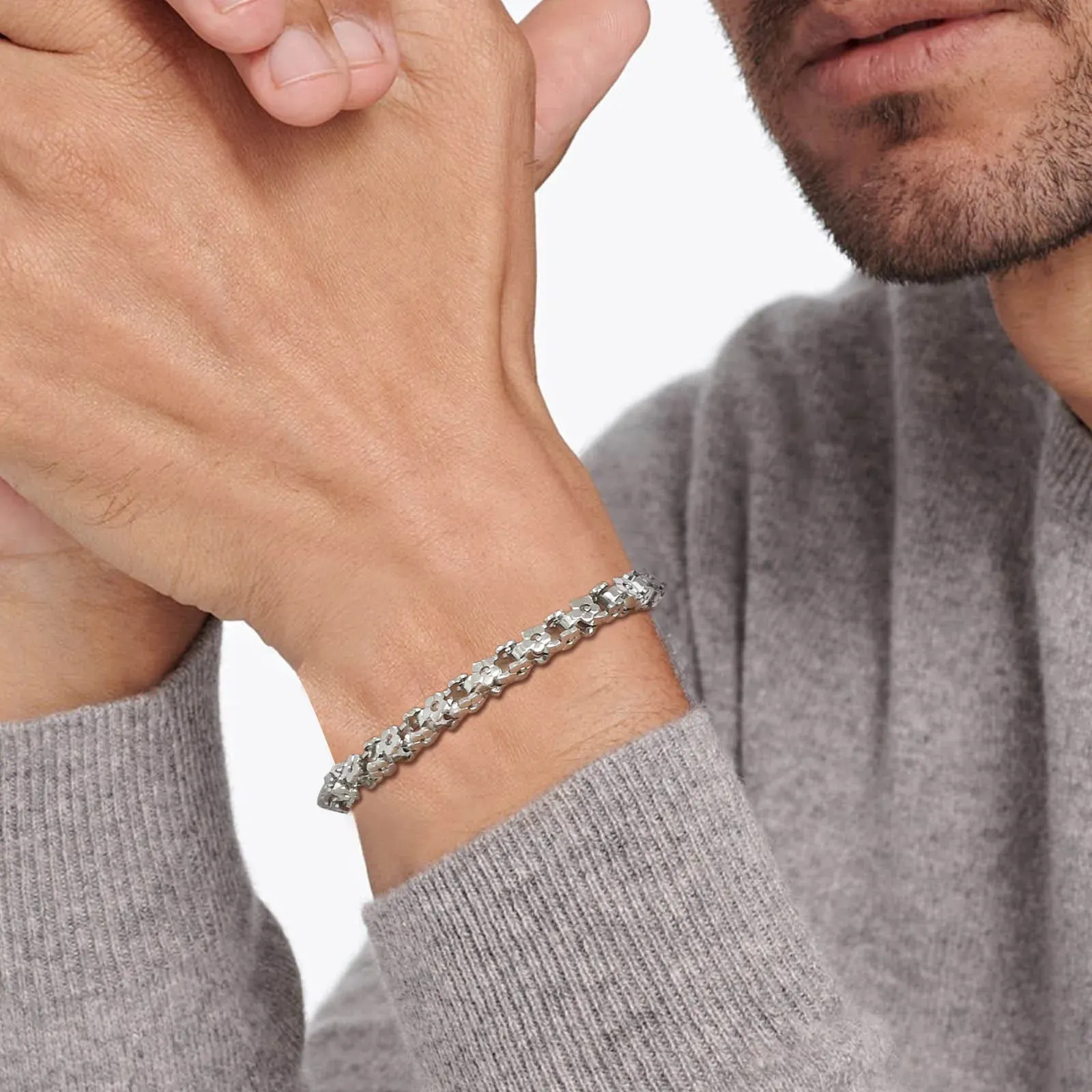 5mm Flower Chain Bracelets for Men Boys