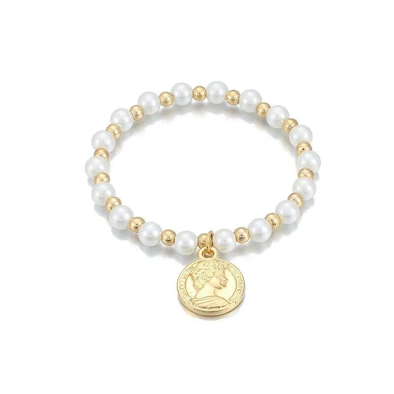 6pcs/set Fashion Gold Color Beads Pearl Star Multilayer Beaded