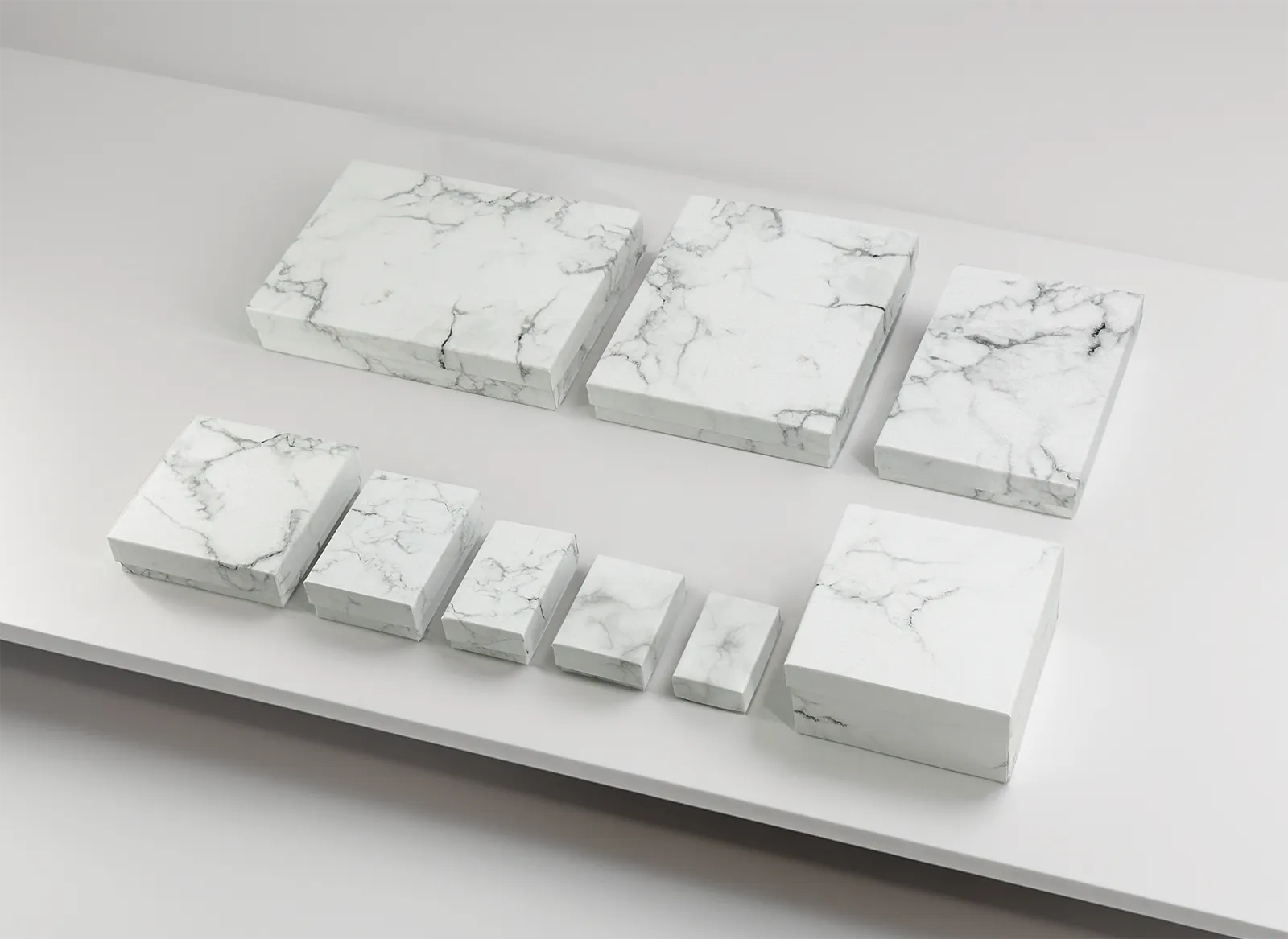 7 1/8" x 5 1/8" Marble White Cotton Filled Paper Box