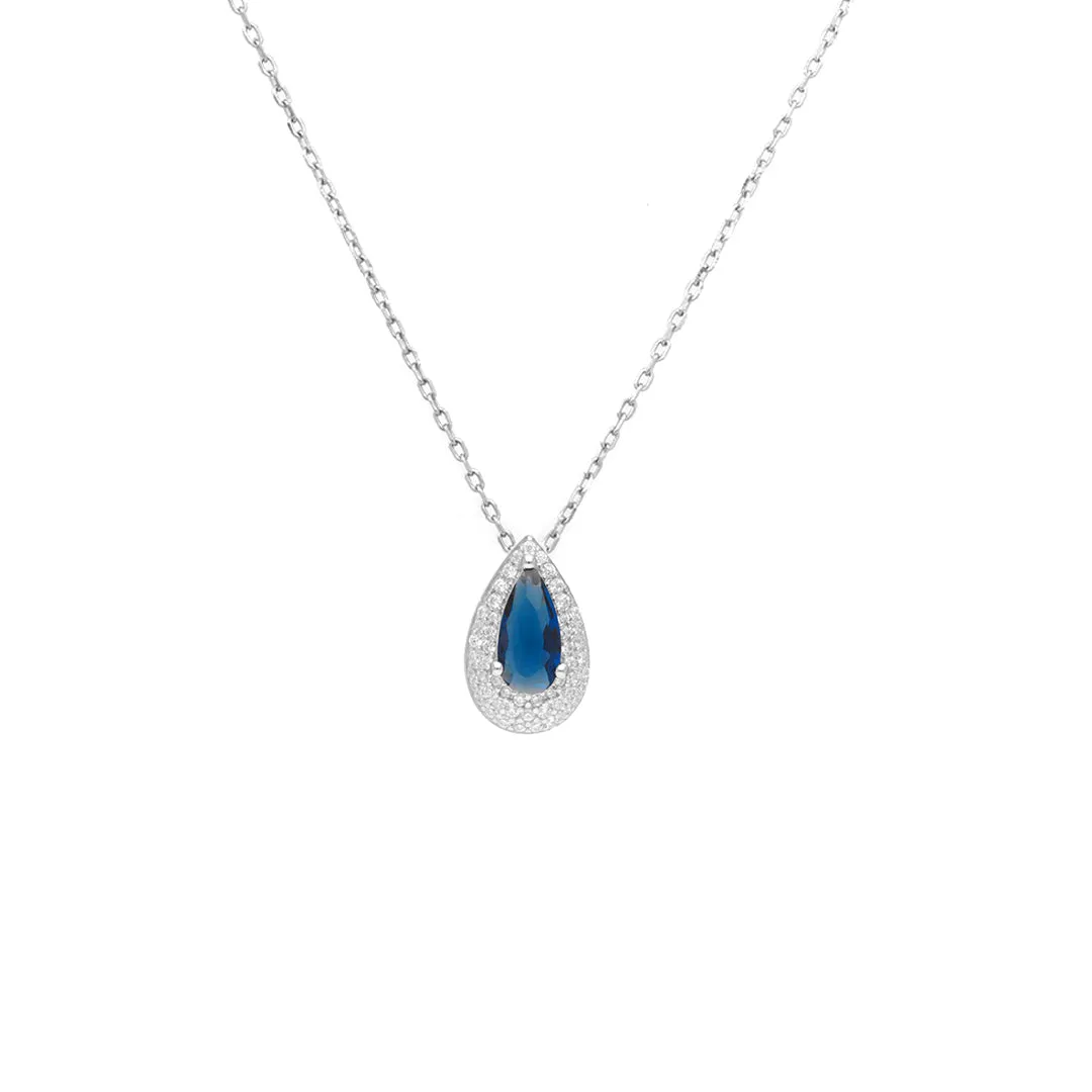 925 Sterling Silver Blue Stoned Dazzling Pendant