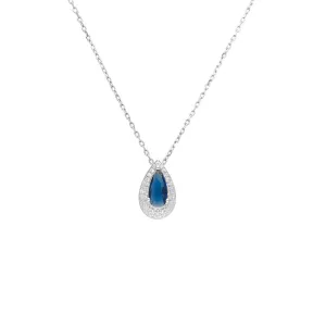 925 Sterling Silver Blue Stoned Dazzling Pendant