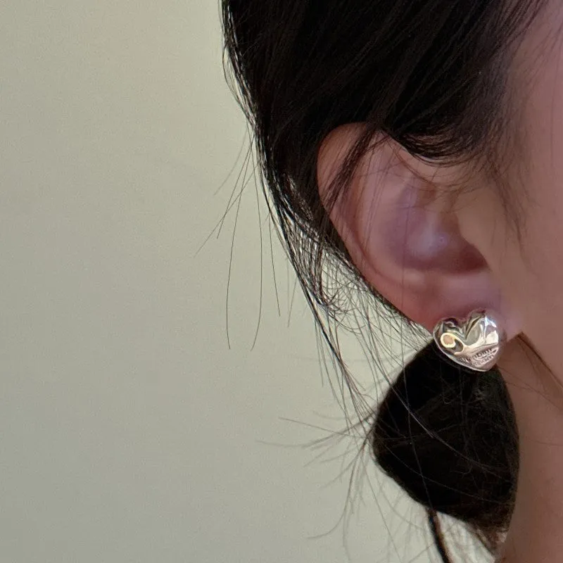 925 sterling silver stylish simple texture sense letter stud earring