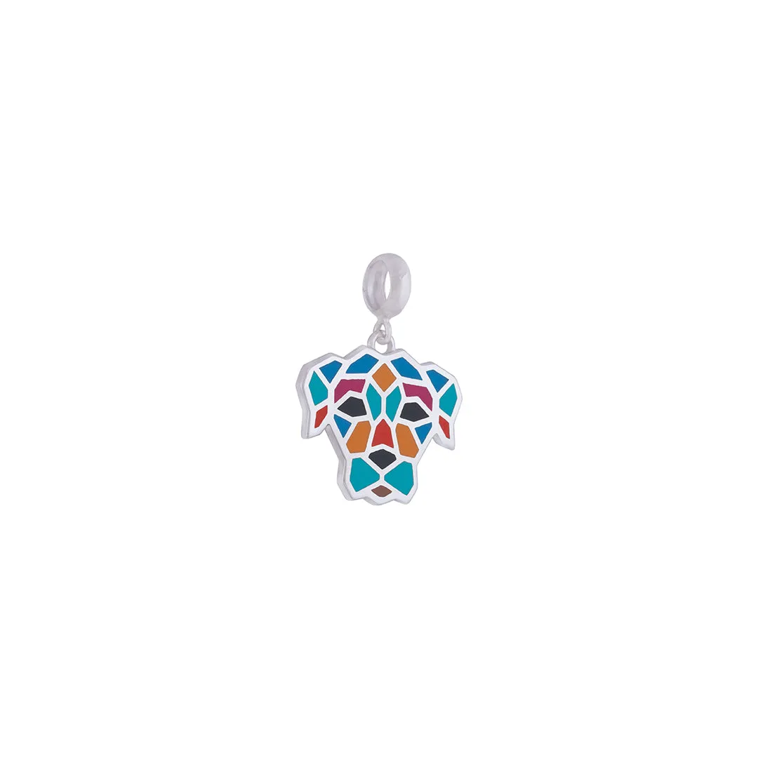 925 Sterling Silver Vibrant Mosaic Dog Pendant