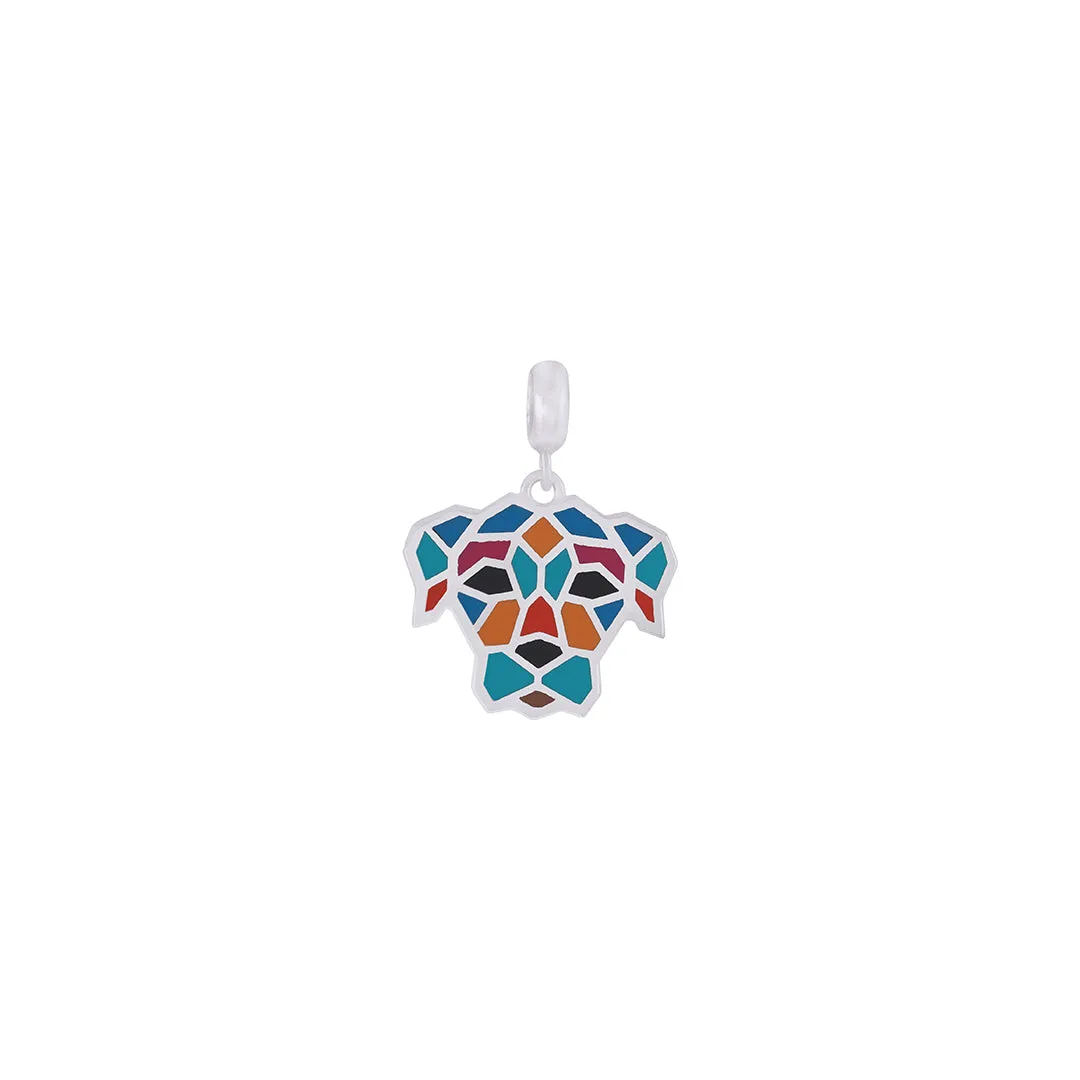 925 Sterling Silver Vibrant Mosaic Dog Pendant