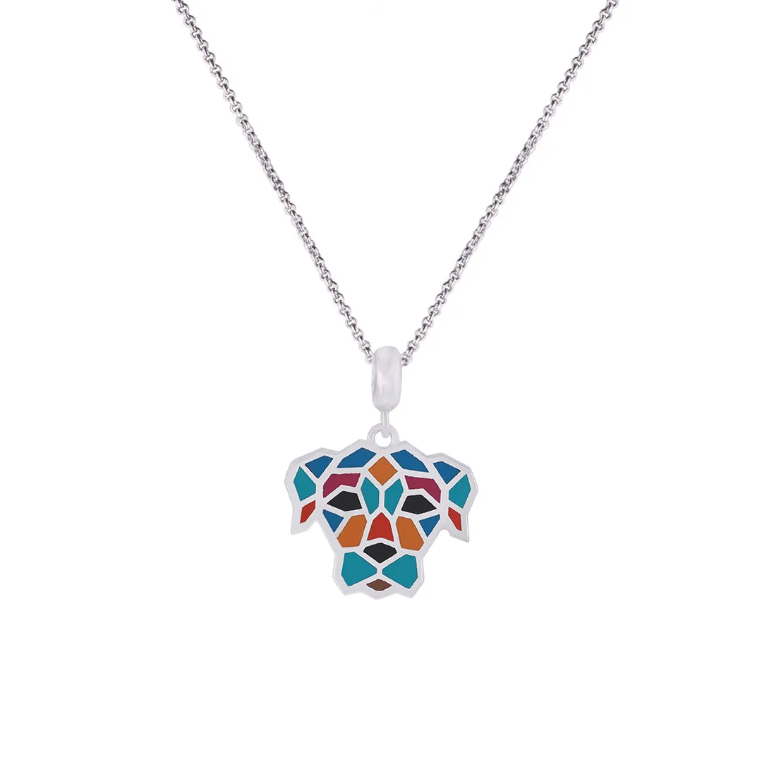 925 Sterling Silver Vibrant Mosaic Dog Pendant