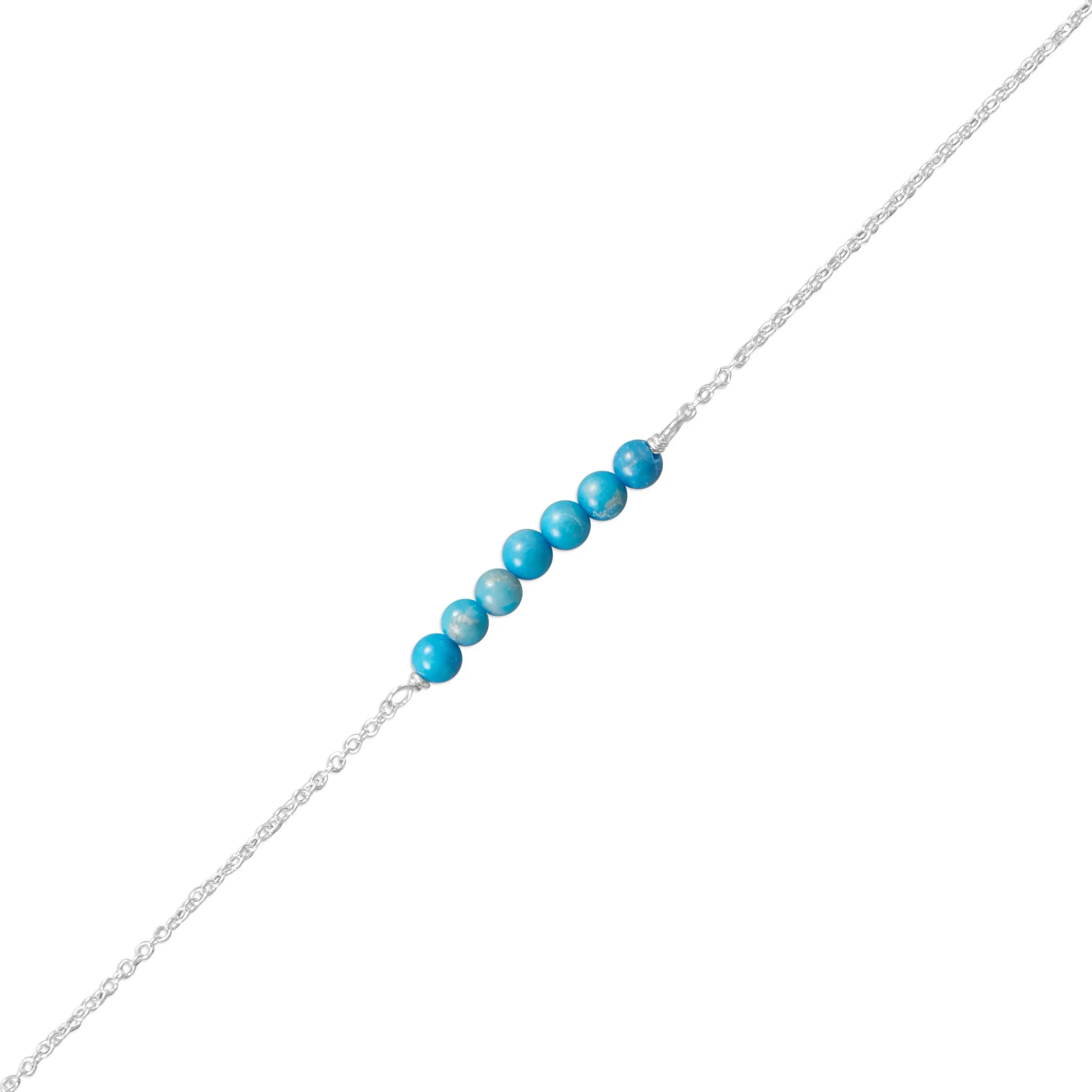 9.5"   .5"   .5" Blue Howlite Bead Bar Anklet