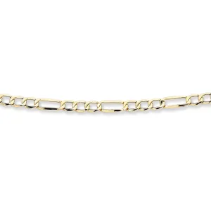 9ct Yellow Gold Silver Infused Figaro Necklace