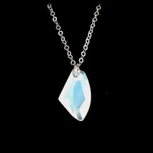 #ACRN12- Bold Crystal Long Necklace- White Opal