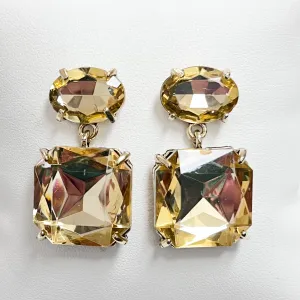 Adriana - Chunky Rhinestone Statement Earrings (Gold)