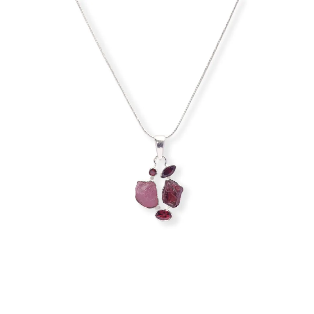 African Garnet and Brazilian Tourmaline Pendant - Vibrant Richness, Global Elegance